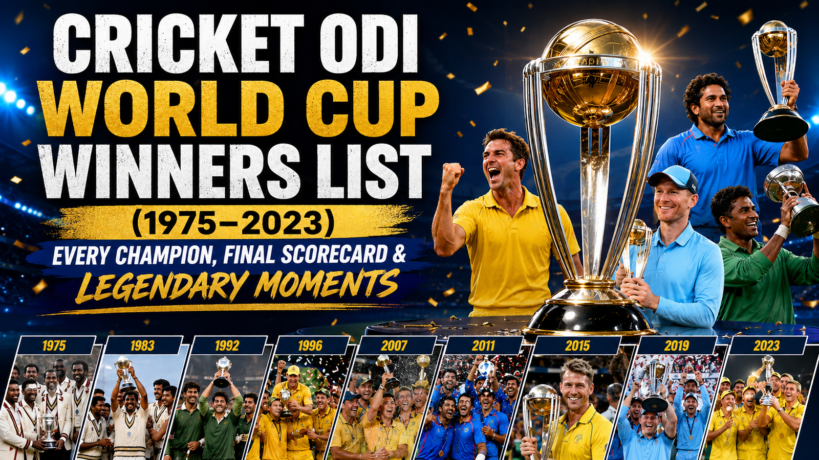 Cricket ODI World Cup Winners List